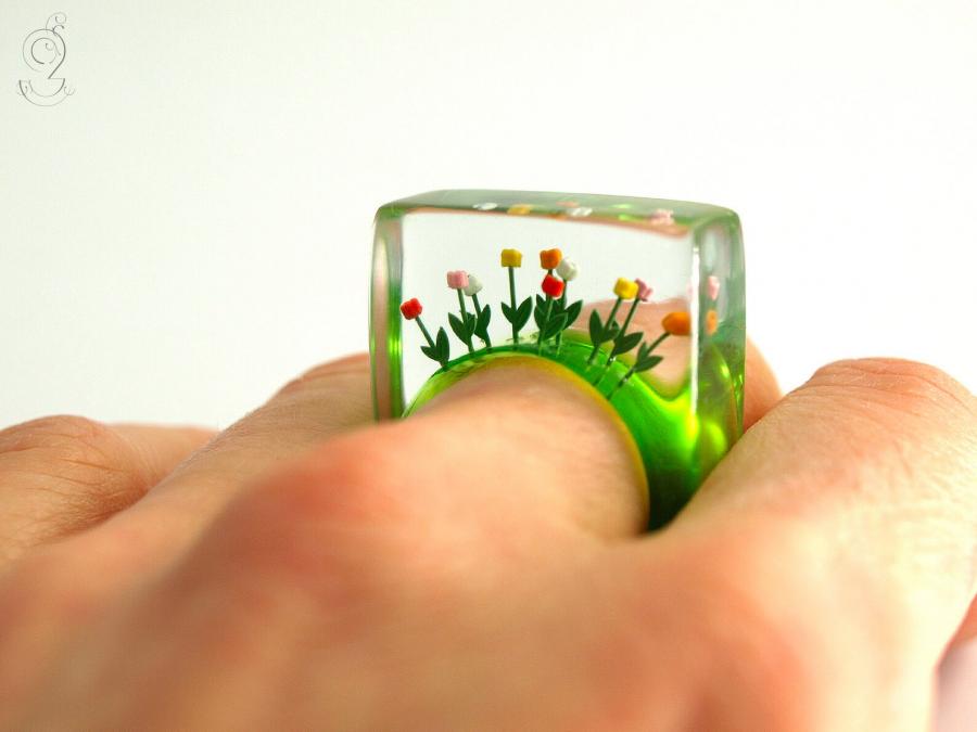 Resin Rings With Miniatures Inside Them