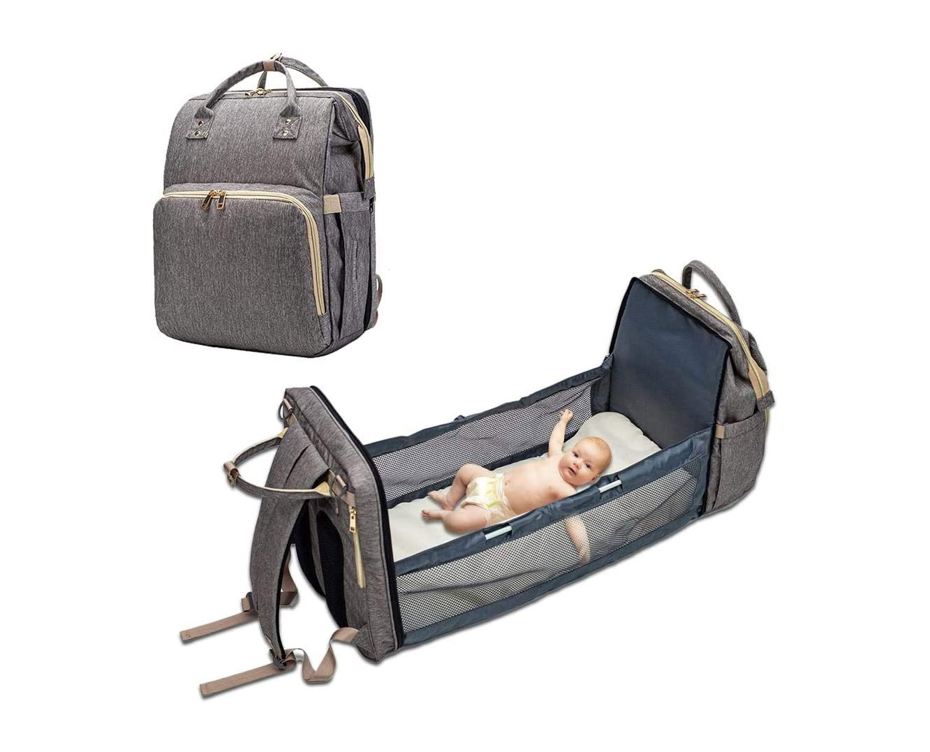 3-in-1 Diaper Bag With Built-in Changing Station/Bassinet