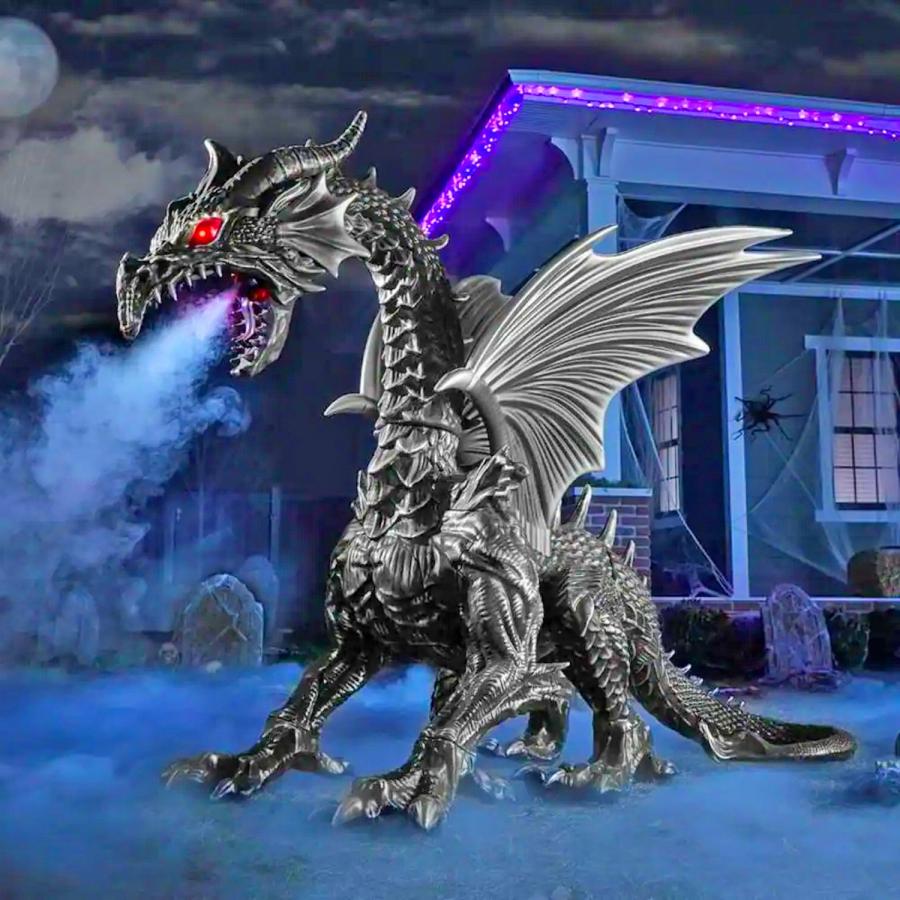 Giant Dragon That Breaths Fog Halloween yard decor