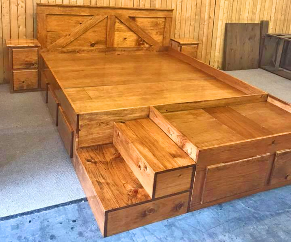 King bed frame 2025 with dog bed