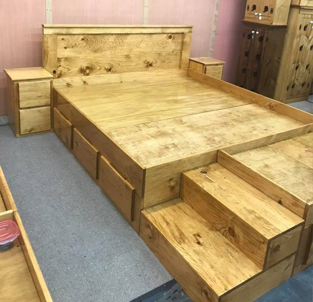 Bed frame with outlet built in dog bed