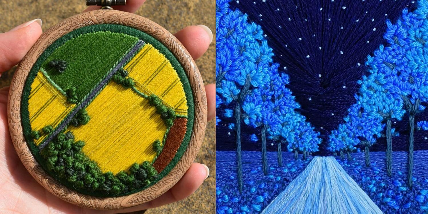 An Artist Creates Colorful Embroideries That Look Like Landscape Art /  Bright Side