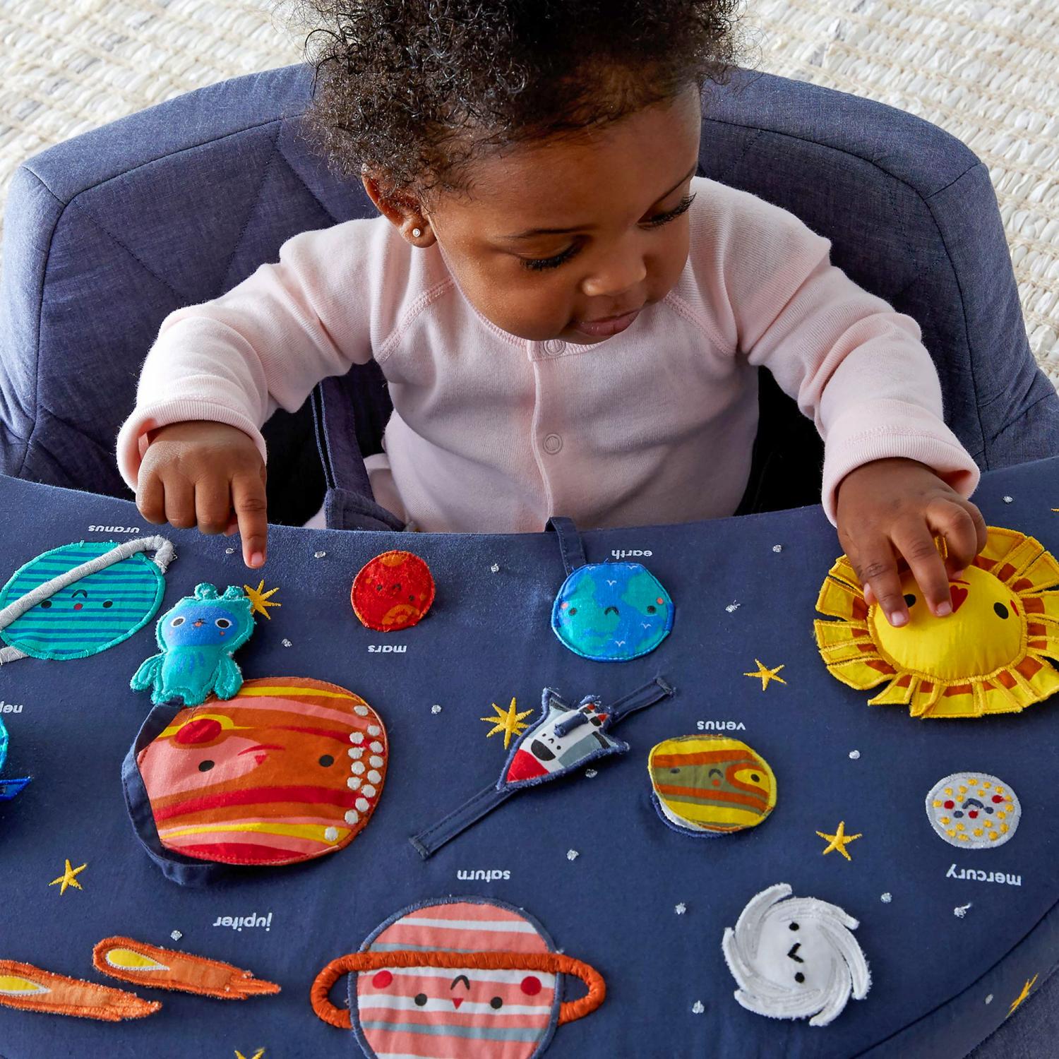 Cute Baby Activity Chair Helps Them Learn About Space And The Solar System - Deep Space Baby Activity Chair