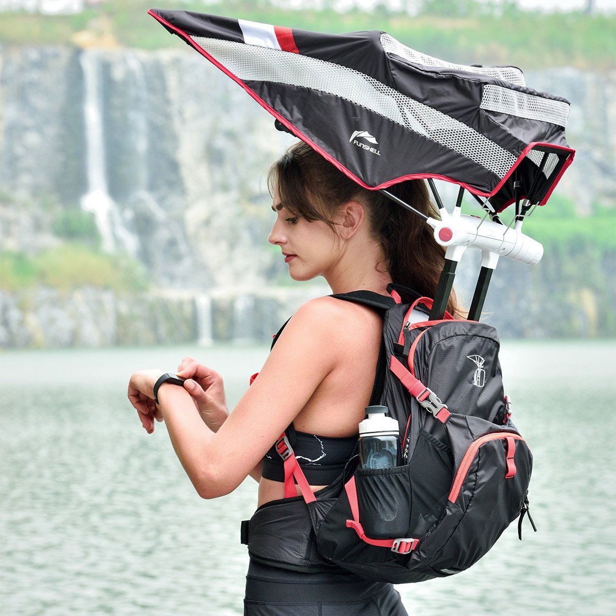 This Backpack Has a Retractable Umbrella For Sun and Rain Protection While  Hiking