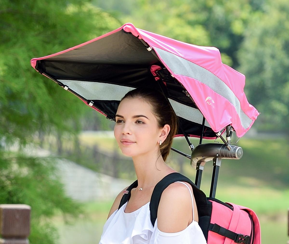 This Backpack Has A Retractable Umbrella For Sun And Rain Protection While Hiking 