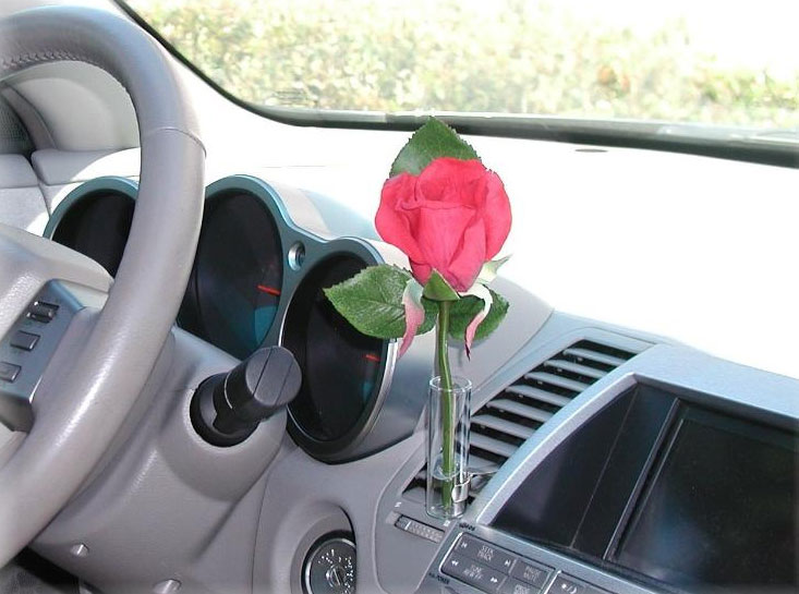 Clip On Car Vent Vase with Yellow Sun Flower Dashboard Decoration