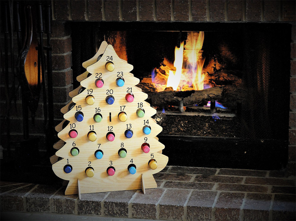 Christmas Tree Advent Calendar Holds Mini Bottles Of Wine