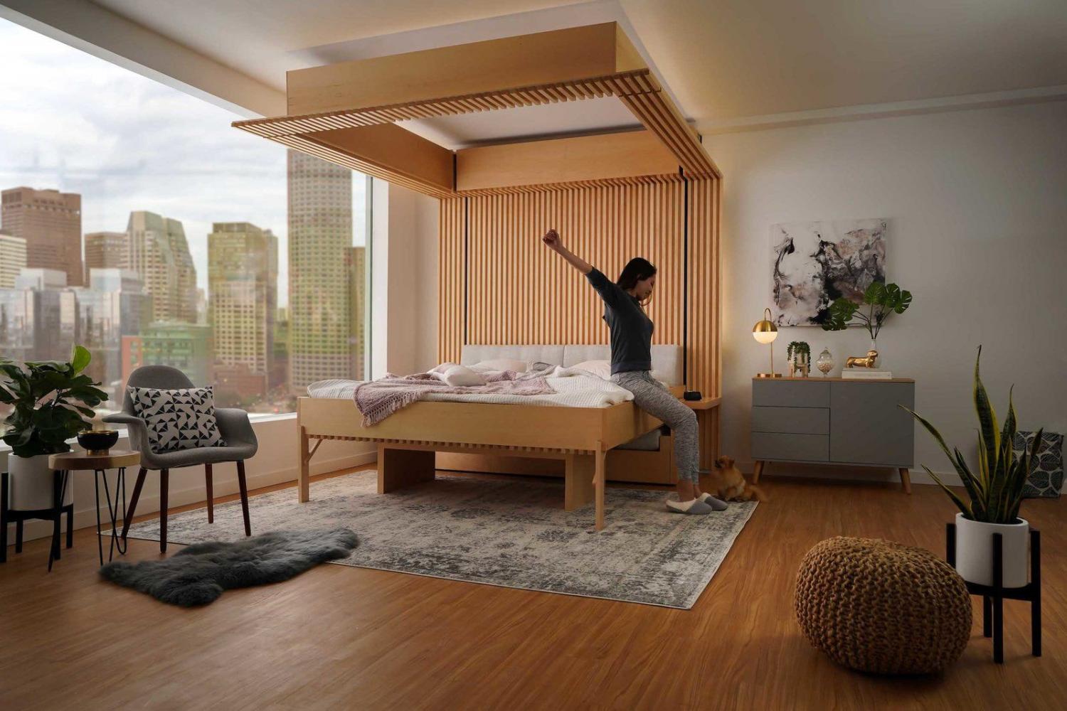 This Cloud Murphy Bed Automatically Descends From The Ceiling 1901 