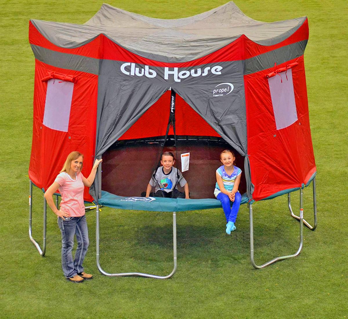 This Clubhouse Trampoline Cover Turns Your Kids Tramp Into an Awesome  Camping Tent