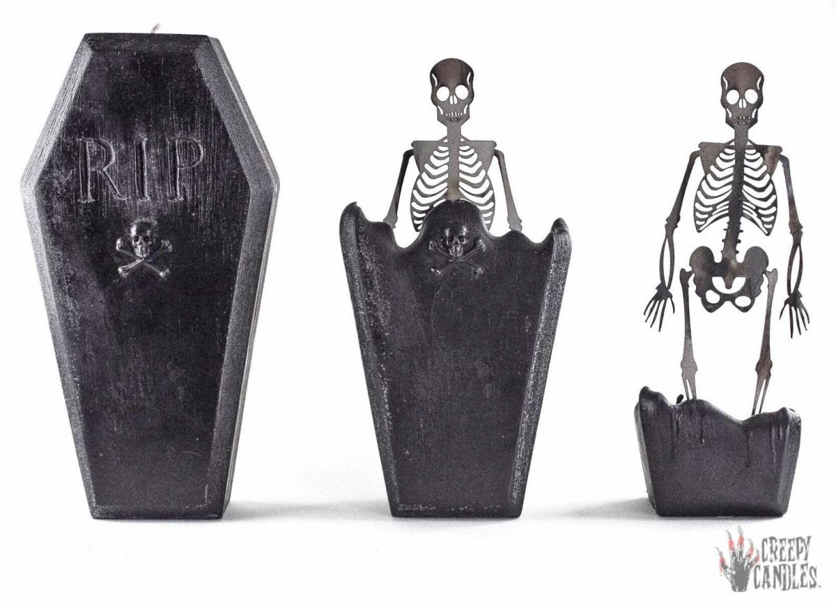 Melting Coffin Skeleton Candle