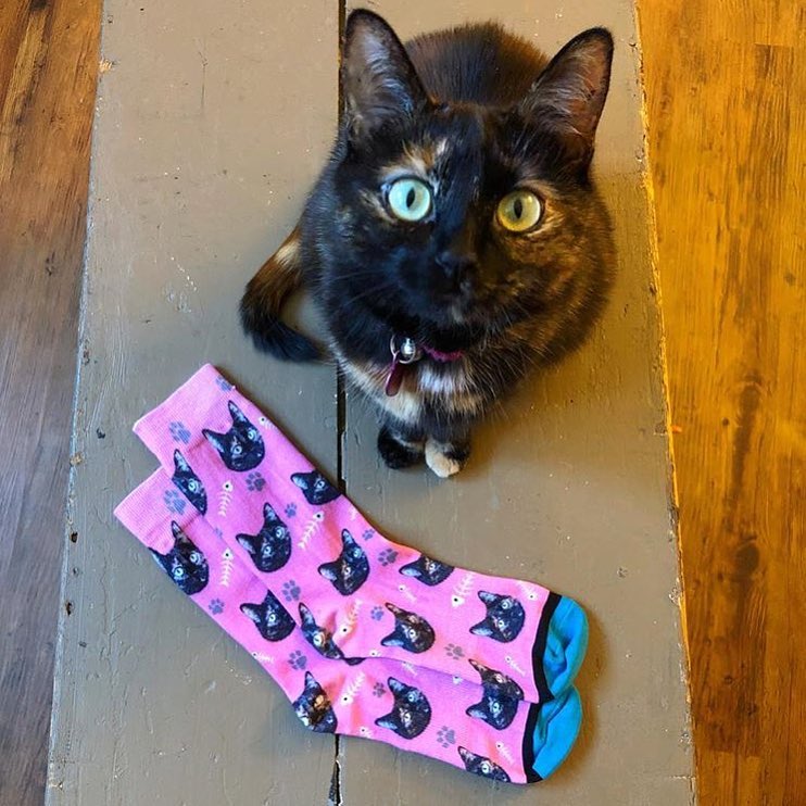 DivvyUp Custom Pet Face Dress Socks - Upload picture of cat or dog printed on dress socks