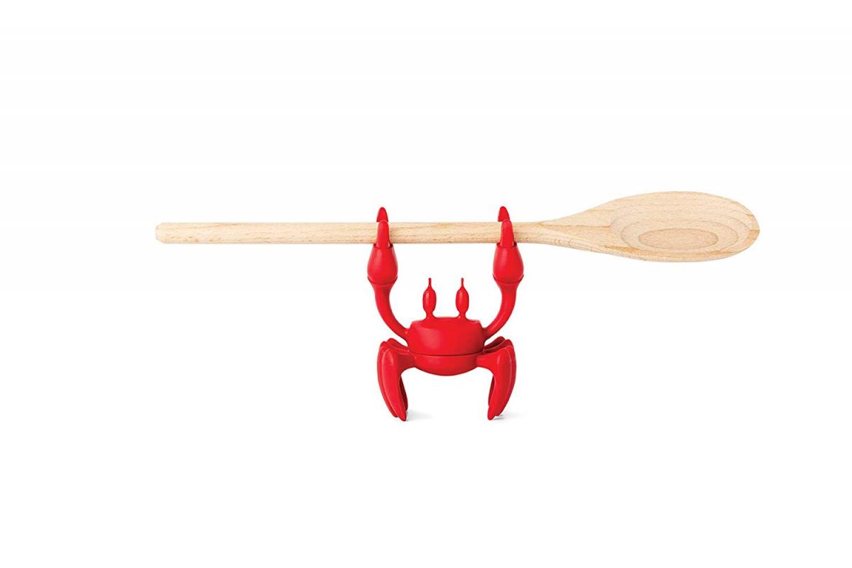 Crab cooking spoon holder - spinning crab shaped spoon holder and steam releaser