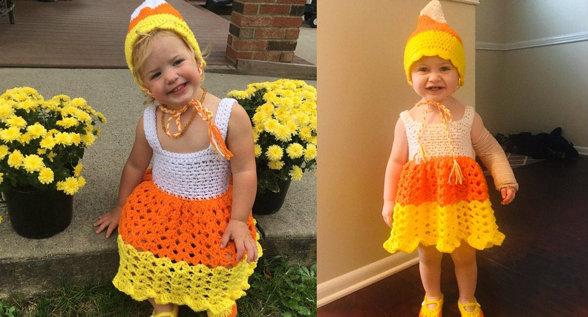 Candy Corn Dress Set PATTERN ONLY Crochet Sizes: 0-3 Month, 3-6 Month, 6-9  Month, 9-12 Month, 12-18 Month, 18-24 Month 