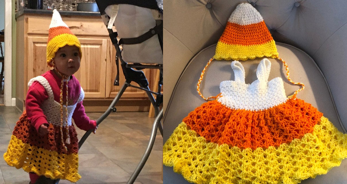 Candy Corn Dress Set PATTERN ONLY Crochet Sizes: 0-3 Month, 3-6 Month, 6-9  Month, 9-12 Month, 12-18 Month, 18-24 Month 