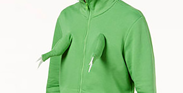 Dinosaur Hoodie Has Little T-Rex Arms That Protrude From The Chest - Holiday Dino Hoodie with t-rex hands