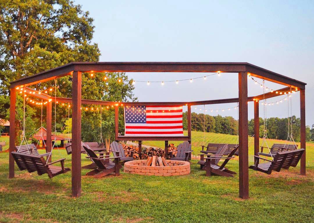 This Diy Backyard Pergola With Swings, Gazebo With Swings And Fire Pit