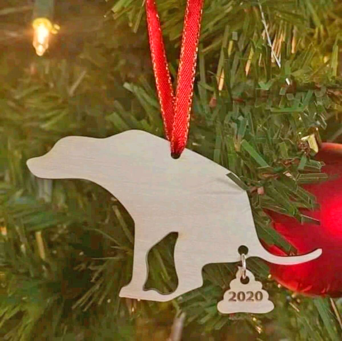 Dog Poop 2020 Christmas Ornament - Funny dog pooping on 2020 ornament