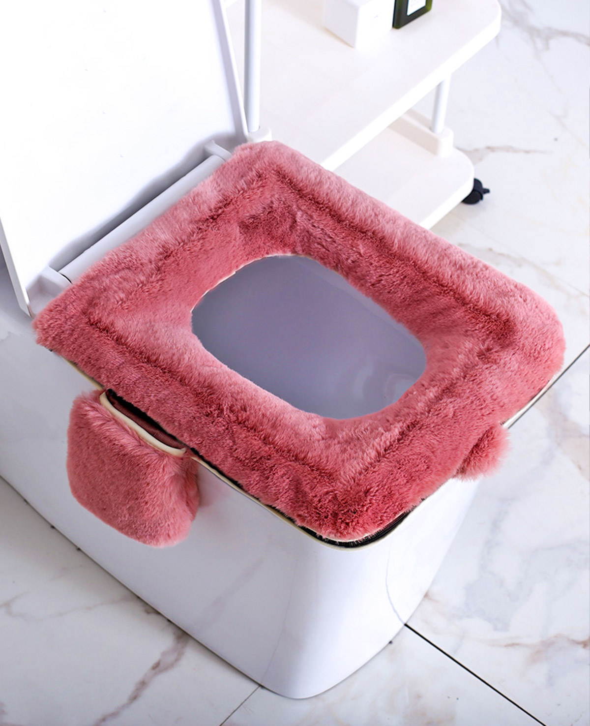 This Fluffy Toilet Seat Cover Comes Equipped With Its Own Phone Pocket