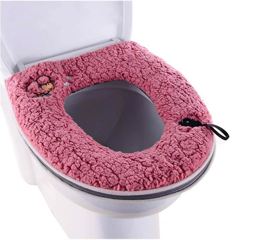 This Fluffy Toilet Seat Cover Comes Equipped With Its Own Phone Pocket