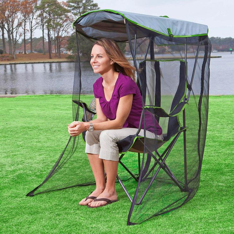 Canopy Chair With a Screen Protects You From The Sun and Mosquitoes - Kelsyus Original Canopy Chair with Bug Guard - Folding camping chair
