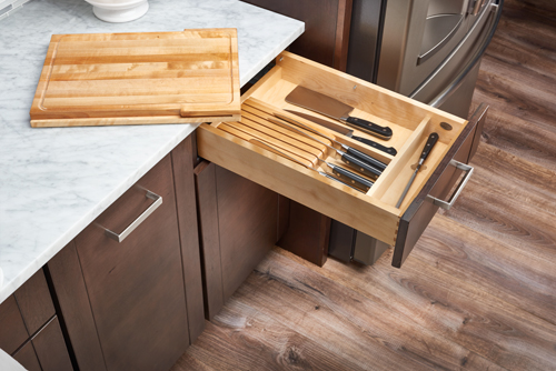 Rev-a-shelf 4KCB knife drawer organizer and knife locking system - knife drawer holds cutting boards