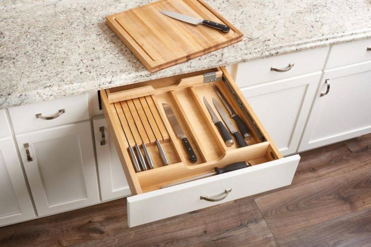 Rev-a-shelf 4KCB knife drawer organizer and knife locking system - knife drawer holds cutting boards