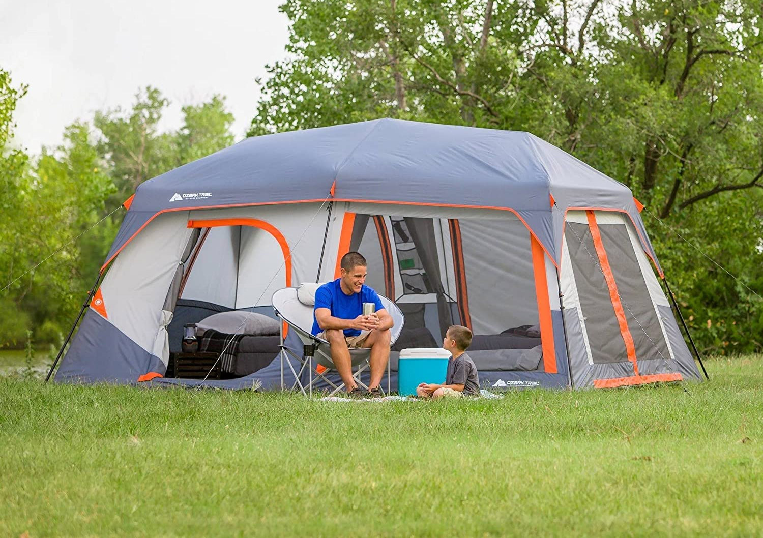 Ozark Instant Cabin Tent - Instant Setup Cabin Tent With Built-In LED Lighting