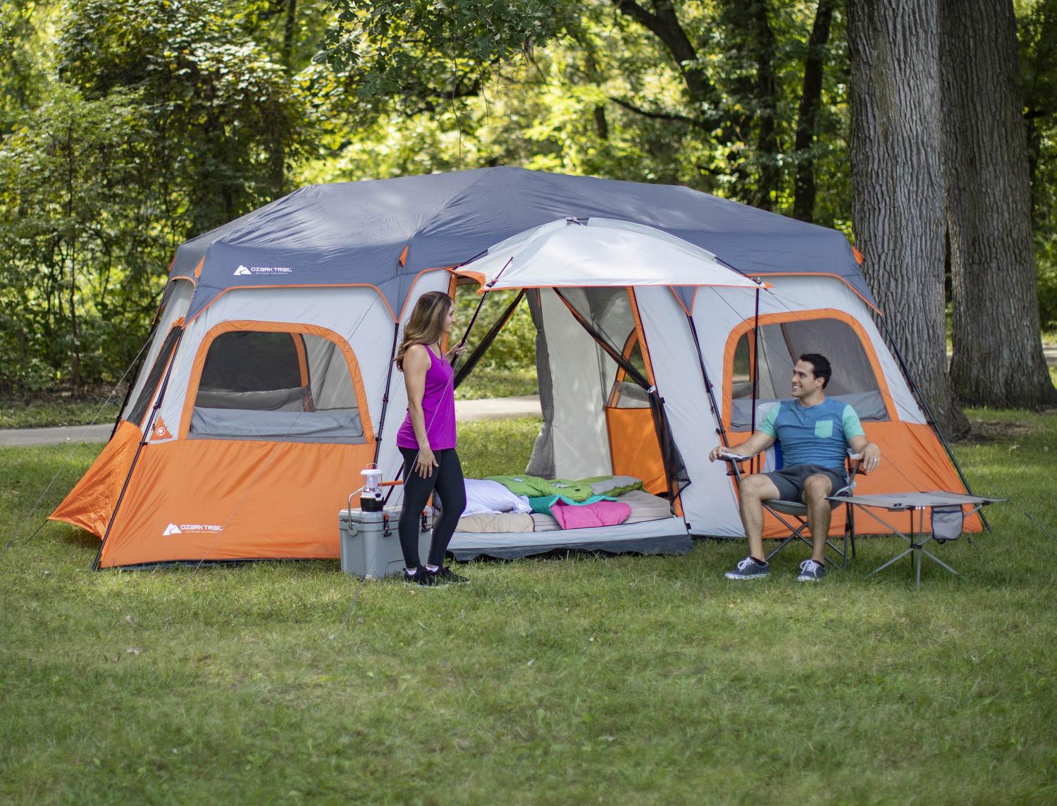 Ozark Instant Cabin Tent - Instant Setup Cabin Tent With Built-In LED Lighting