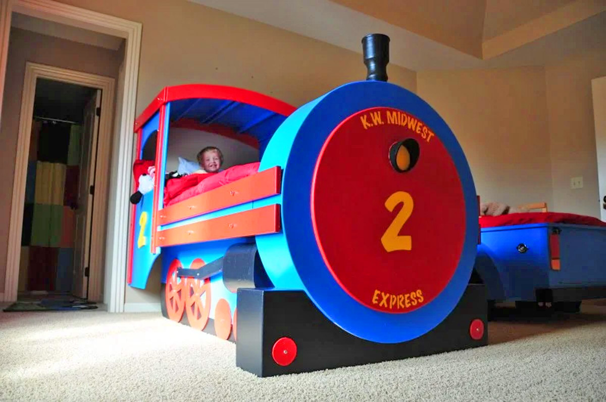Train Shaped Kids Bed - Train Engine Toddler Bed
