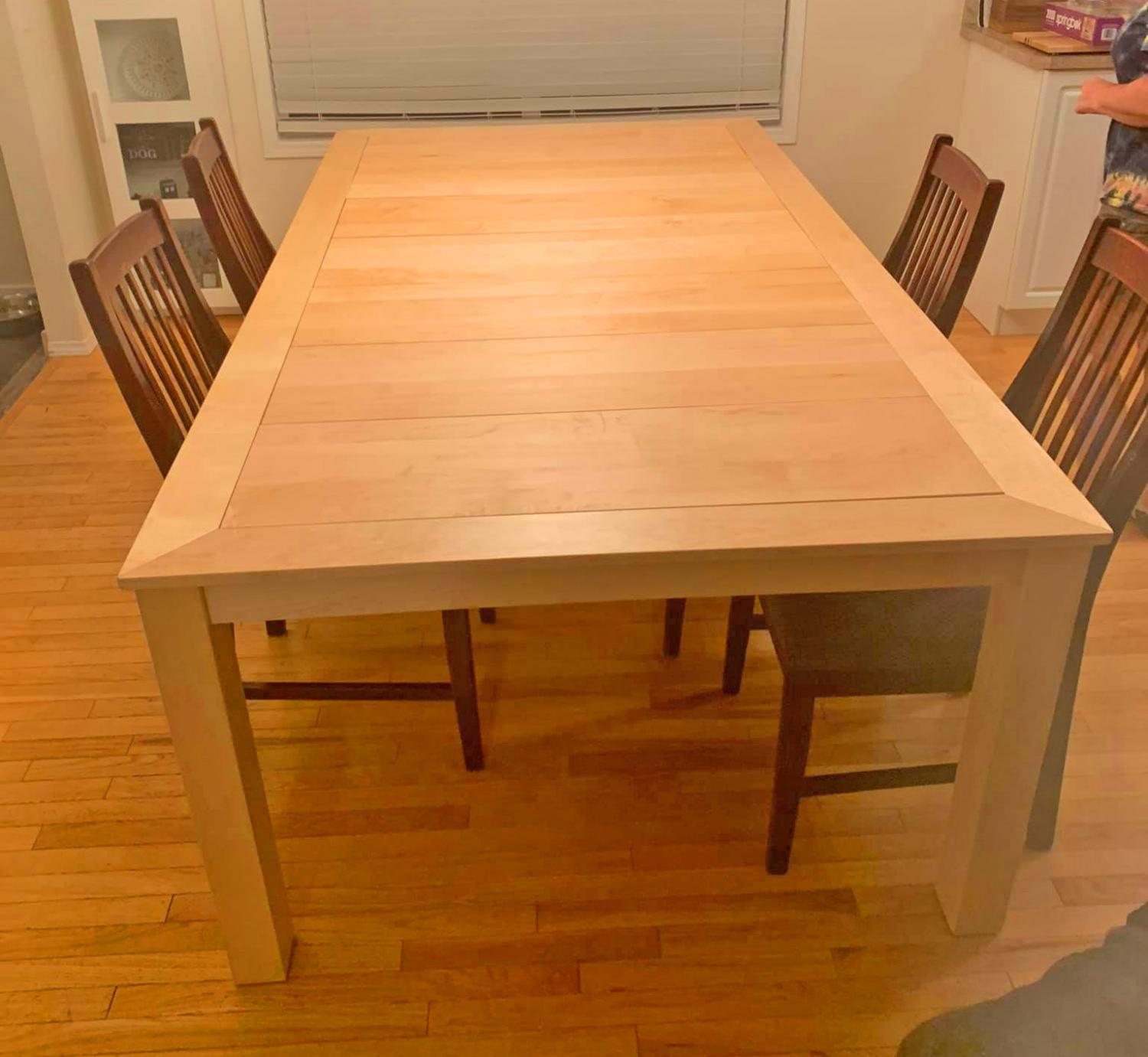 Dining Table Has a Hidden Game/Puzzle Compartment Under The Surface - Wooden custom dining table with puzzle or board game area