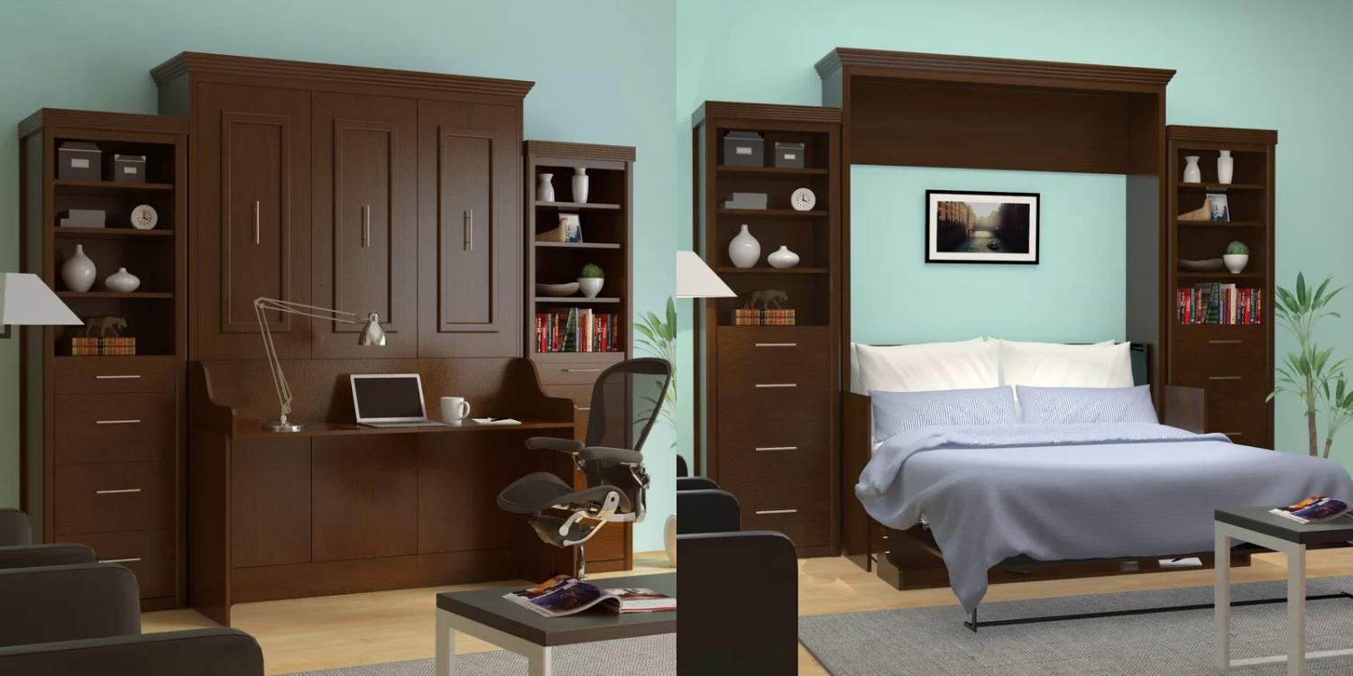 Murphy Bed Turns Into a Desk or Dining Table When Folded Up