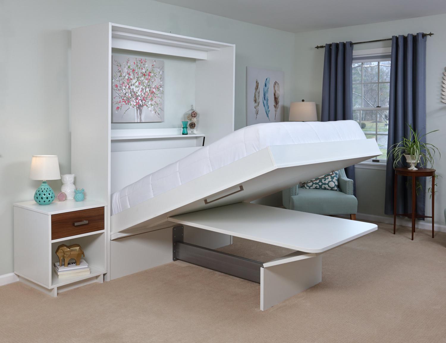Murphy Bed Turns Into a Desk or Dining Table When Folded Up