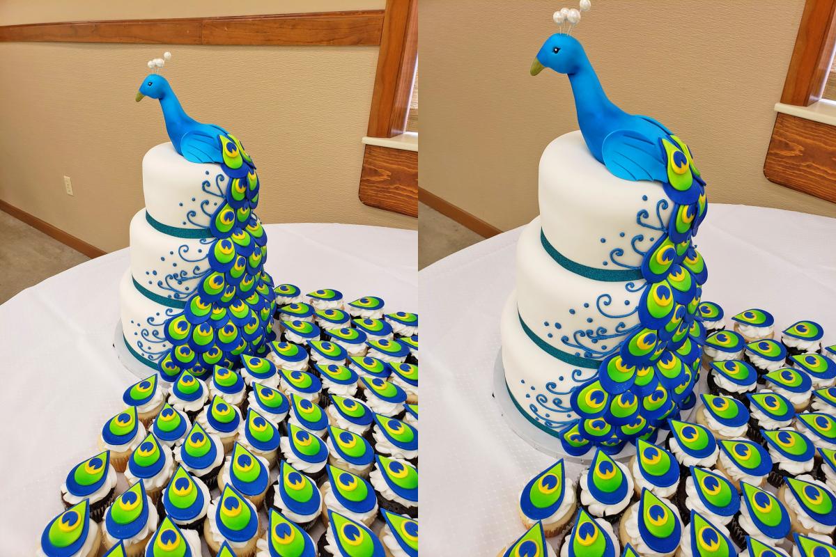 This Incredible Peacock Wedding Cake Uses Cupcakes For The Tail