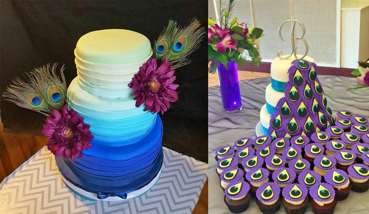 PEACOCK THEMED WEDDING CAKE