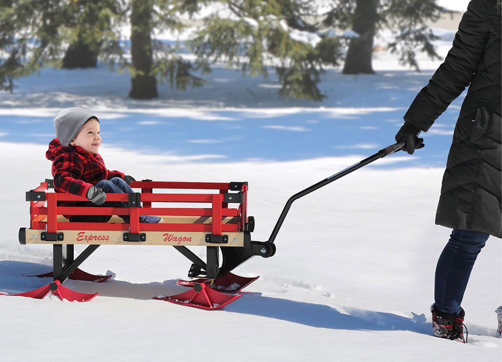 Red Wagon That Turns Into a Snow Sleigh - Converting Wagon Snow Sled