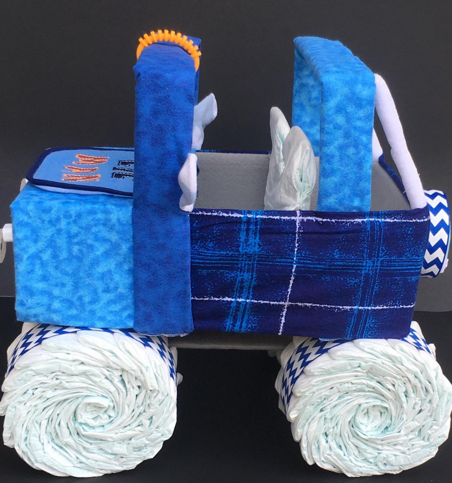 Trucks and Tractors Made From Diapers Make For The Cutest Gift To New Parents - Best baby shower diaper gift idea