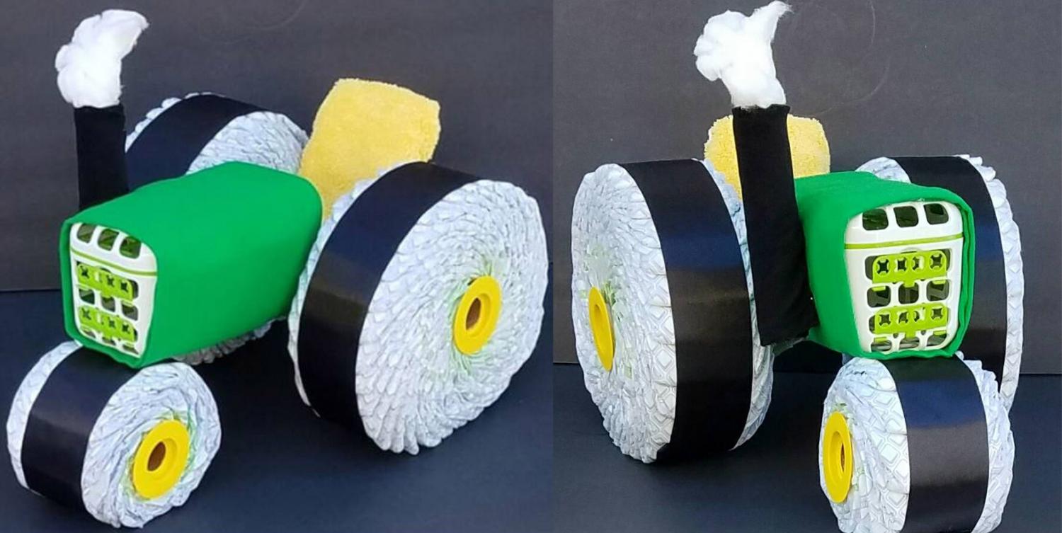 Trucks and Tractors Made From Diapers Make For The Cutest Gift To New Parents - Best baby shower diaper gift idea