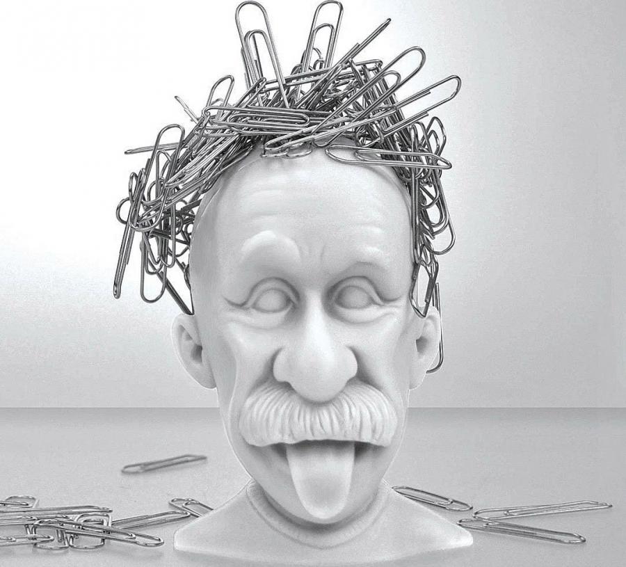 Einstein crazy hair magnetic paperclip holder