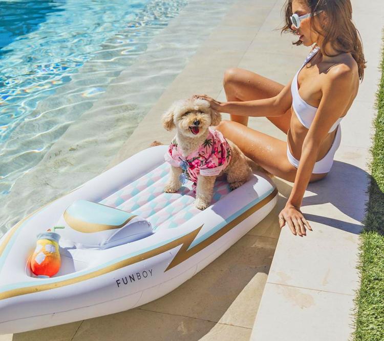 FUNBOY Mini Yacht Pool Float - Inflatable yacht lake floaty - dog yacht