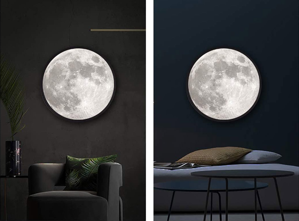 Moon Mirror - Mirror by day, Illuminated moon night-light by night
