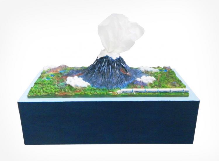 Mount Fuji Erupting Volcano Tissue Box
