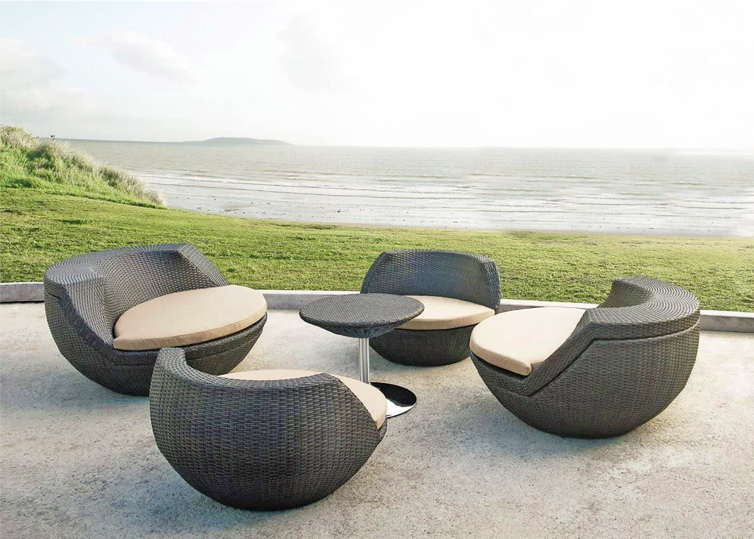 Renava Ovum Egg Shaped Patio Set Stacks Into Egg Shape