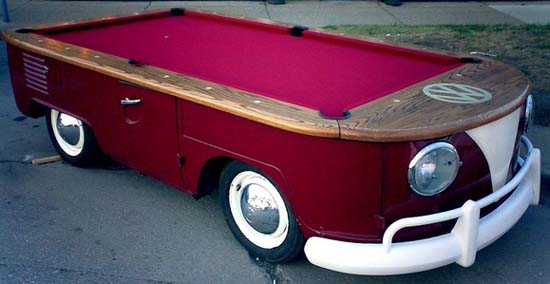  Pool Table Was Made To Look Like a Retro Volkswagen Hippy Van - Volkswagen Bus Pool Table