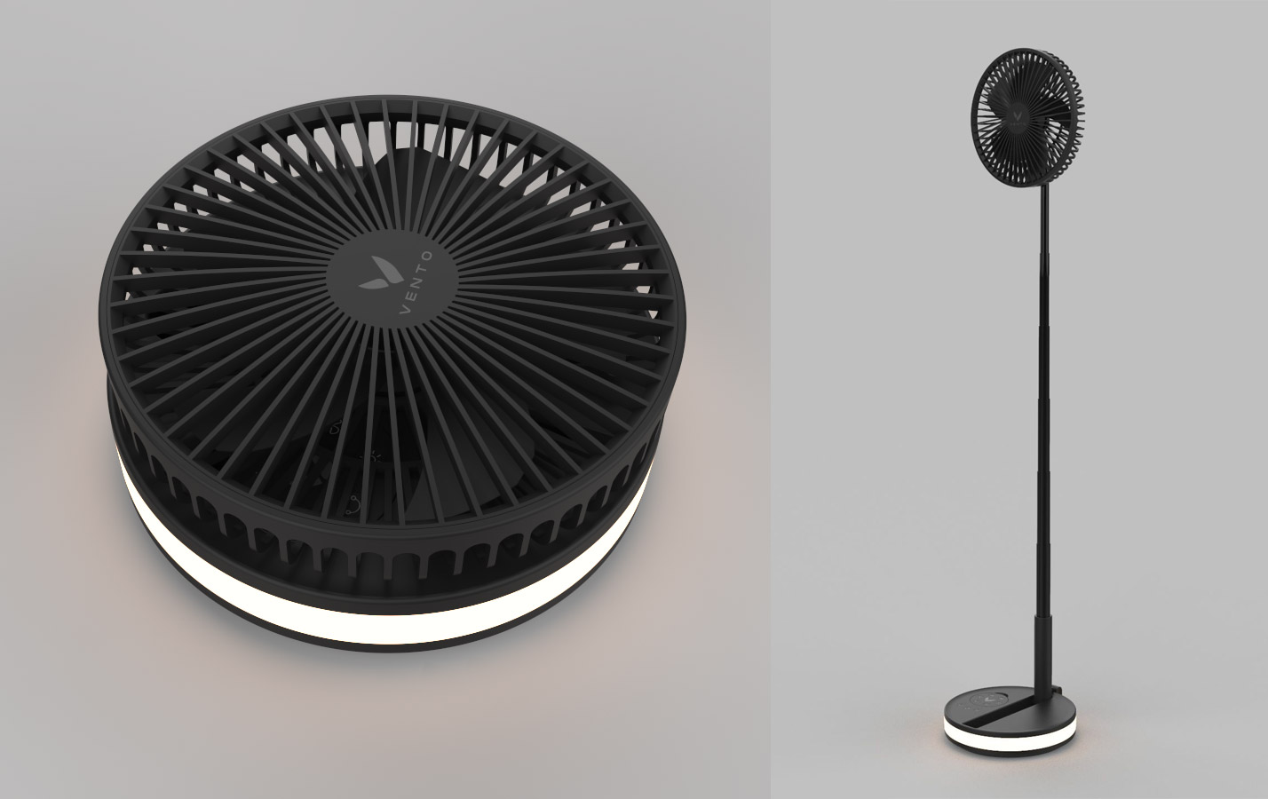 Vento portable folding fan - Battery powered collapsing standing fan