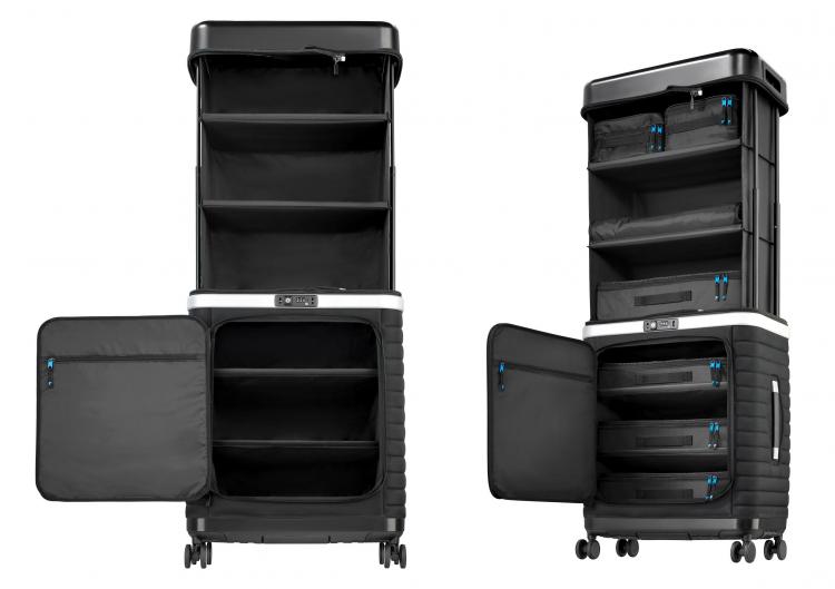 Pull-up Luggage Turns Into a Shelf In Seconds - Pull-up close luggage