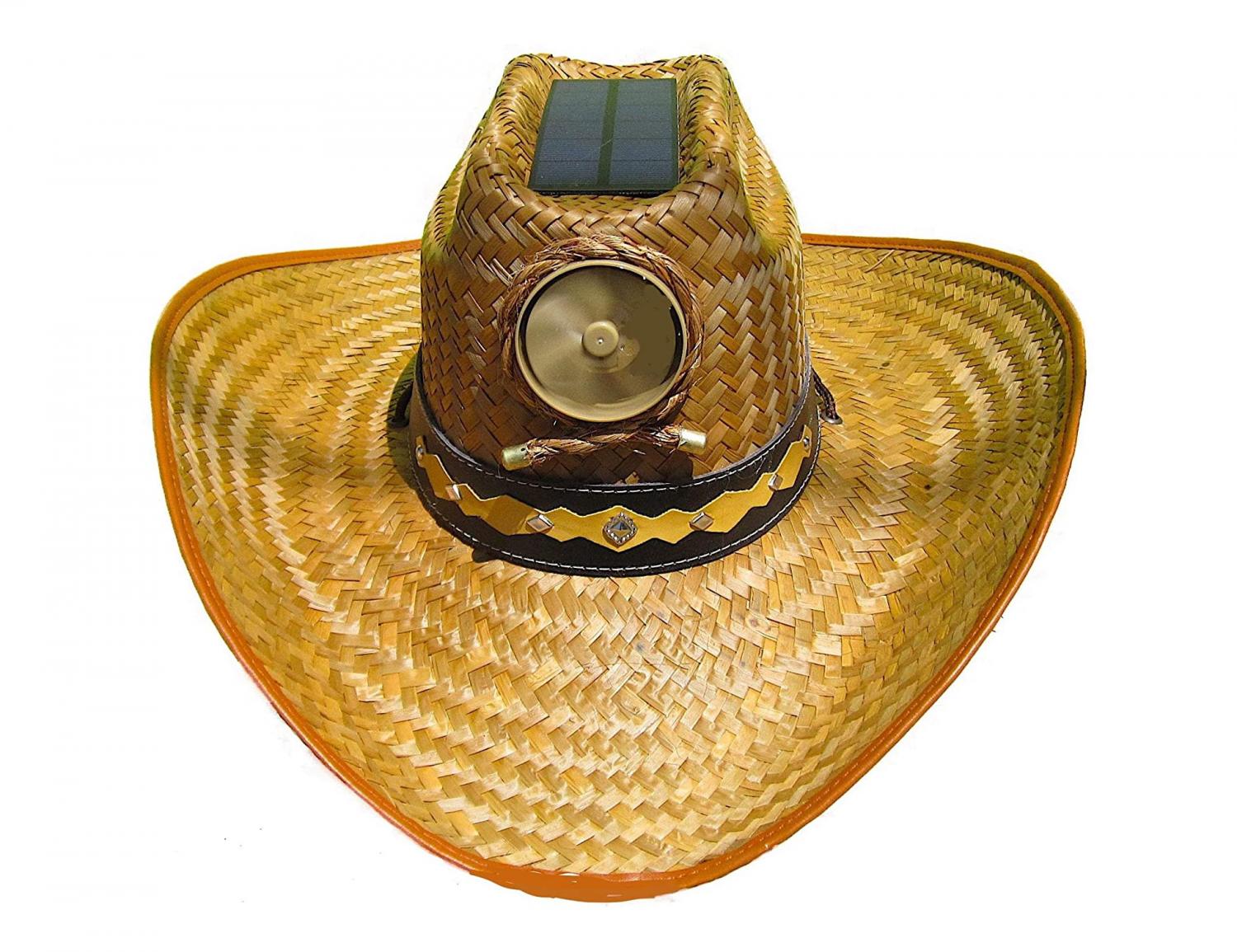 Cowboy Straw Hat With Solar Powered Fan By Kool Breeze Solar Hats ...