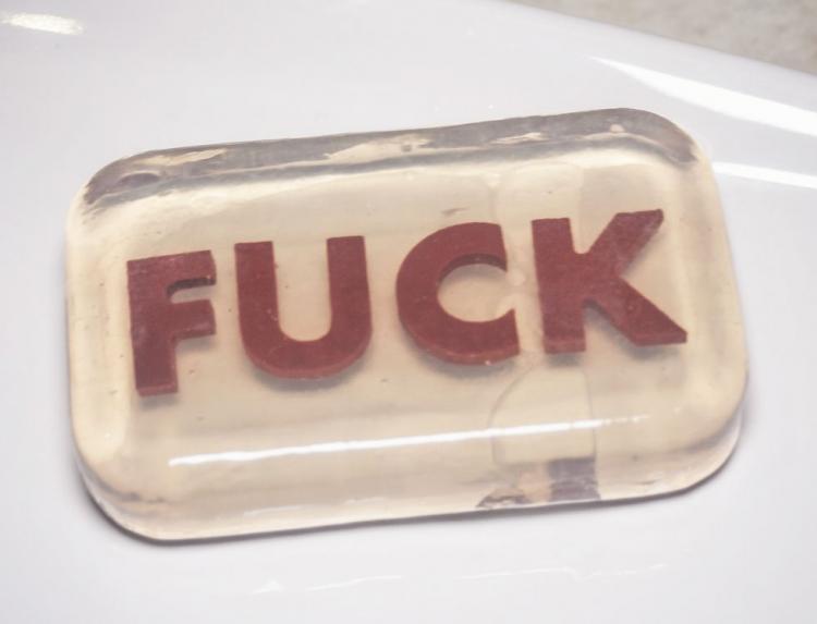 Effing Soap Fades To Show The Word Fuck