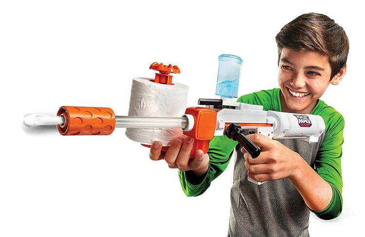 Spitball shooting toy gun - Toilet paper rolls makes 350 clean spitballs - Shoots spitballs over 30 feet