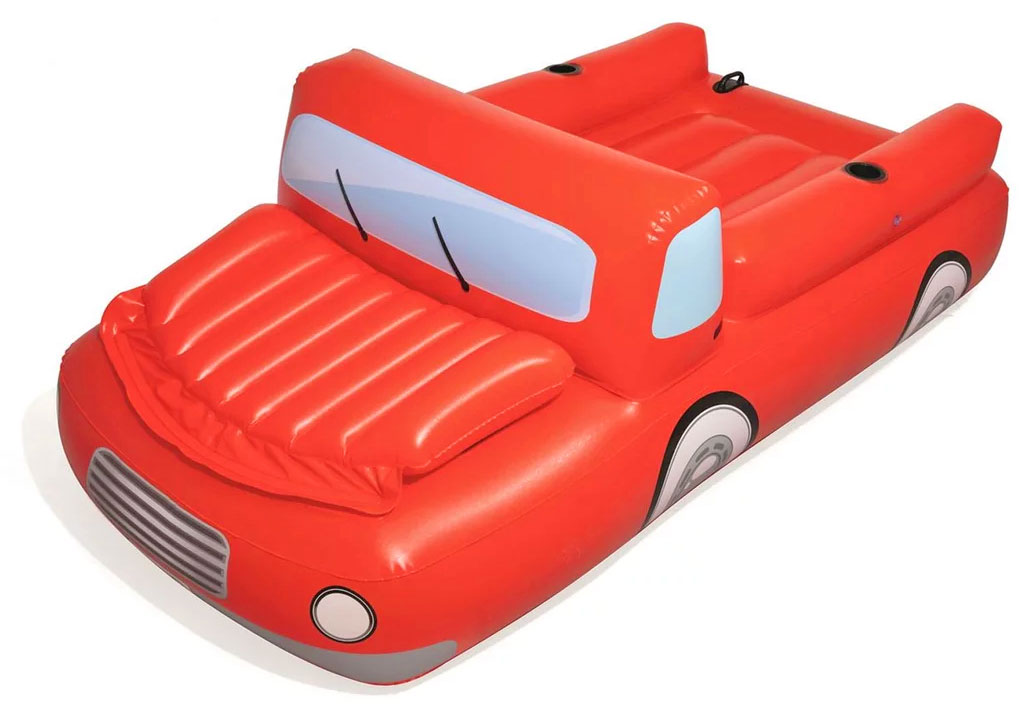 Giant Red pickup Truck Pool Float Has Beer Cooler Under The Hood