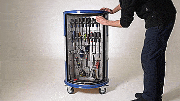 The Ultimate Toolbox - Drum Barrel Toolbox with rotating pegwalls holds tools and socket sets